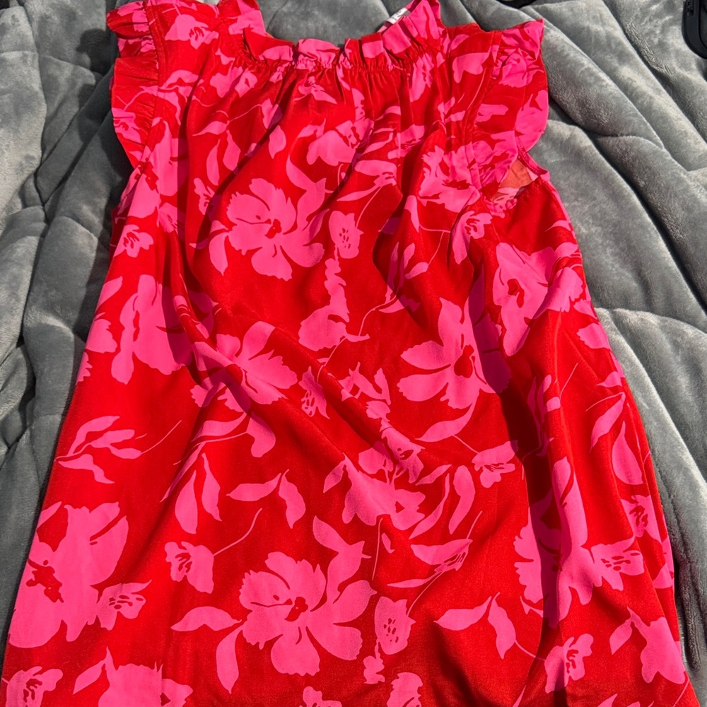 Red and Pink Floral Blouse